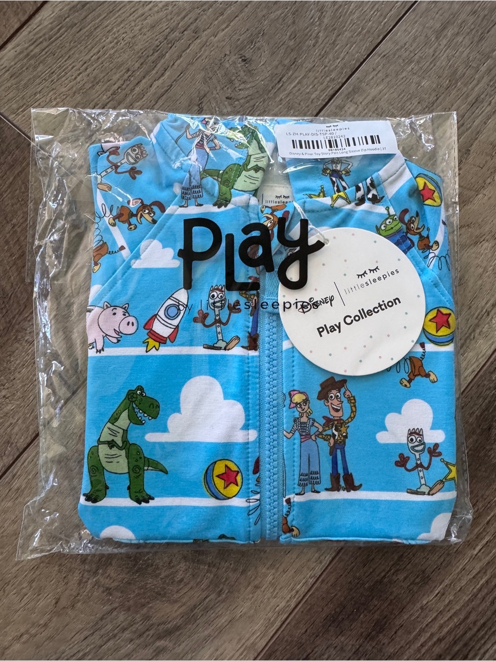 Little Sleeepies Disney Pixar Toy Story Pals Blue Kids Zip Up Hoodie 3T NEW